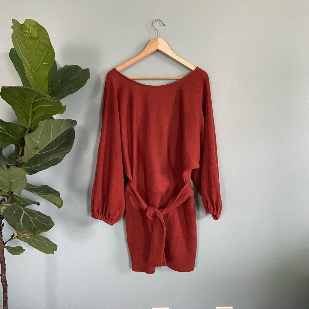 Batwing Burnt Orange Sweater Dress